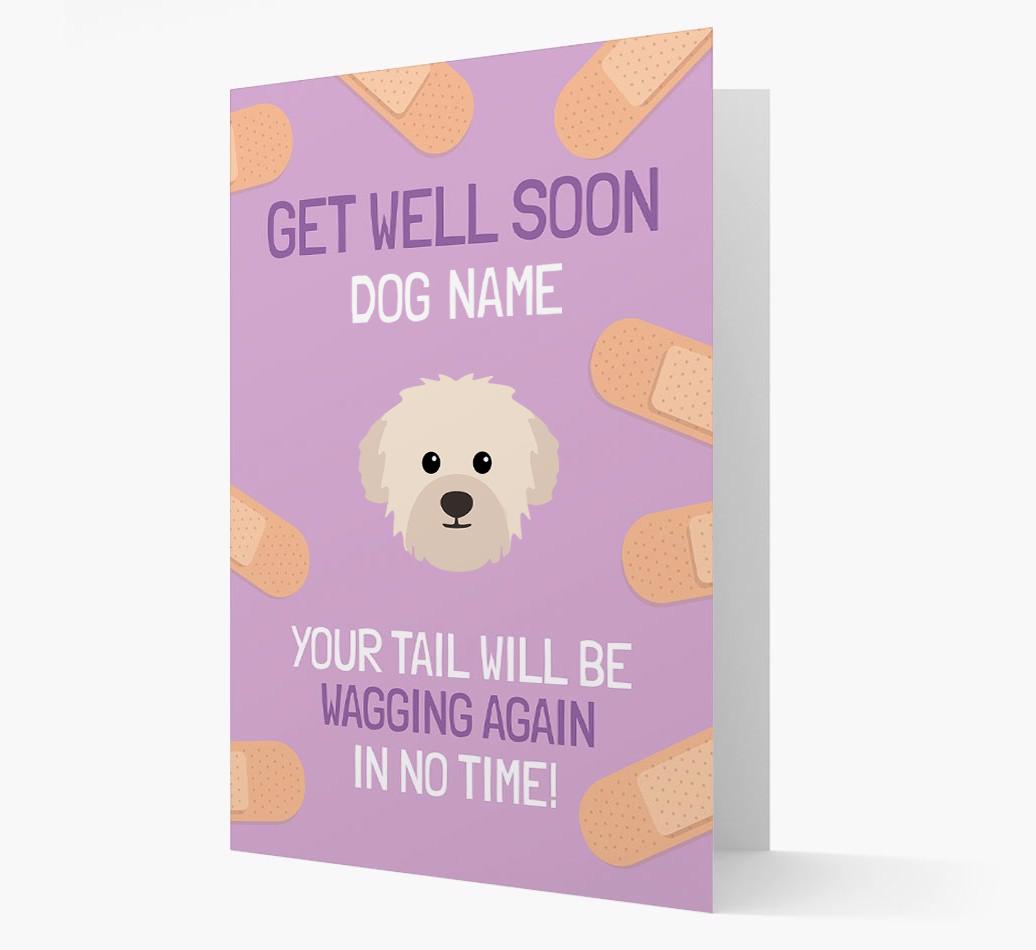 Personalized 'Get well soon {dogsName}' Card with {breedFullName} Icon