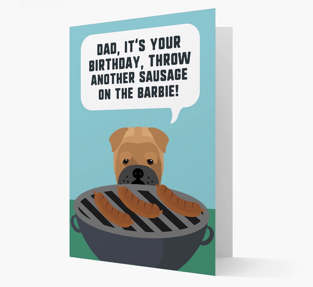 'Dad's Birthday Barbie' Card with {breedFullName} Icon