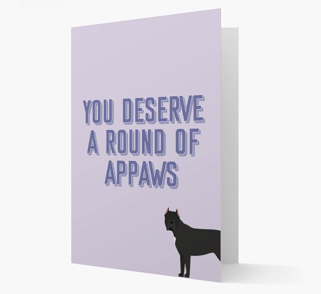 'You Deserve A Round Of Appaws' Card with {breedFullName} Icon