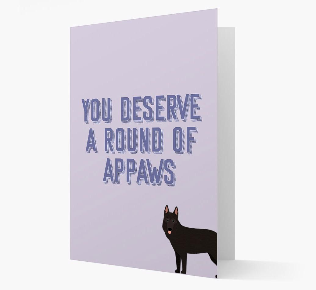 'You Deserve A Round Of Appaws' Card with {breedFullName} Icon