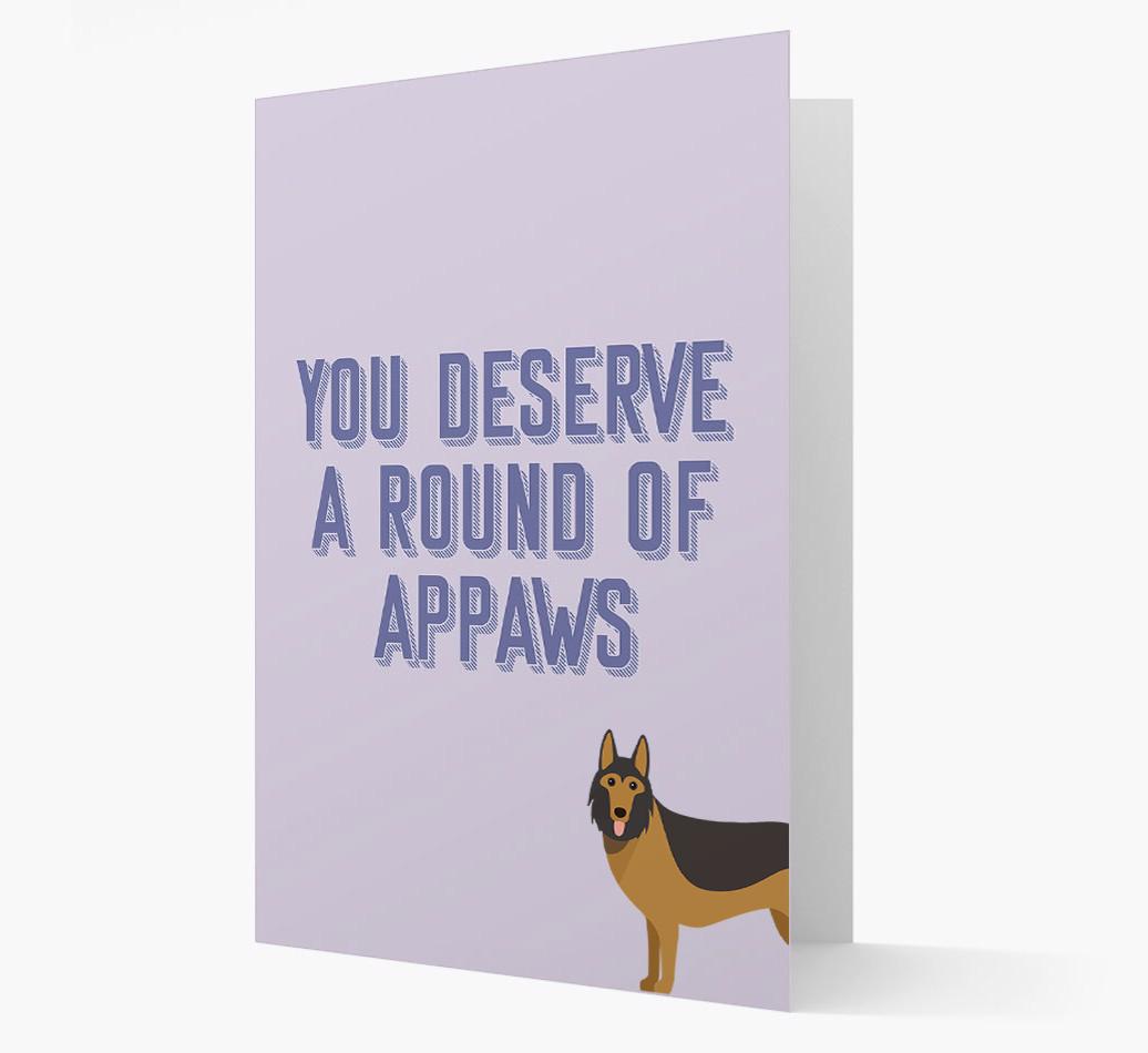 'You Deserve A Round Of Appaws' Card with {breedFullName} Icon