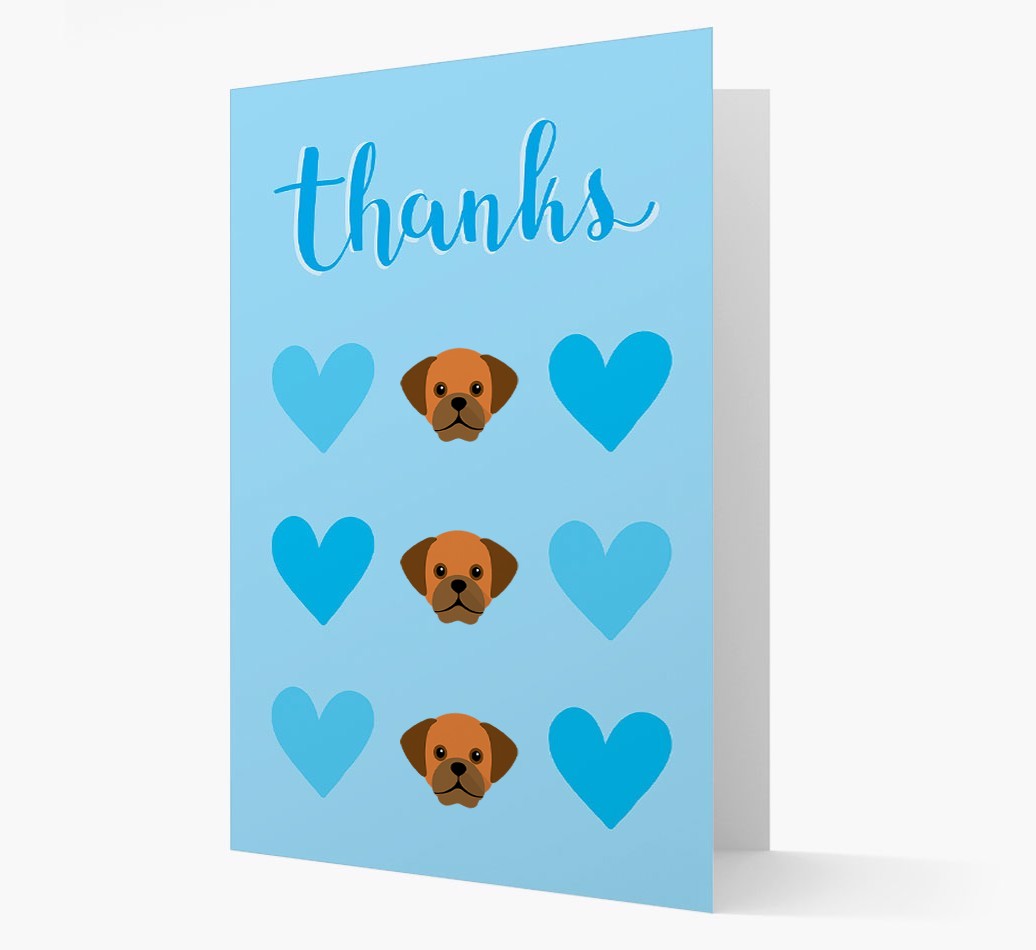 'Thanks' Heart Pattern Card with {breedFullName} Icon