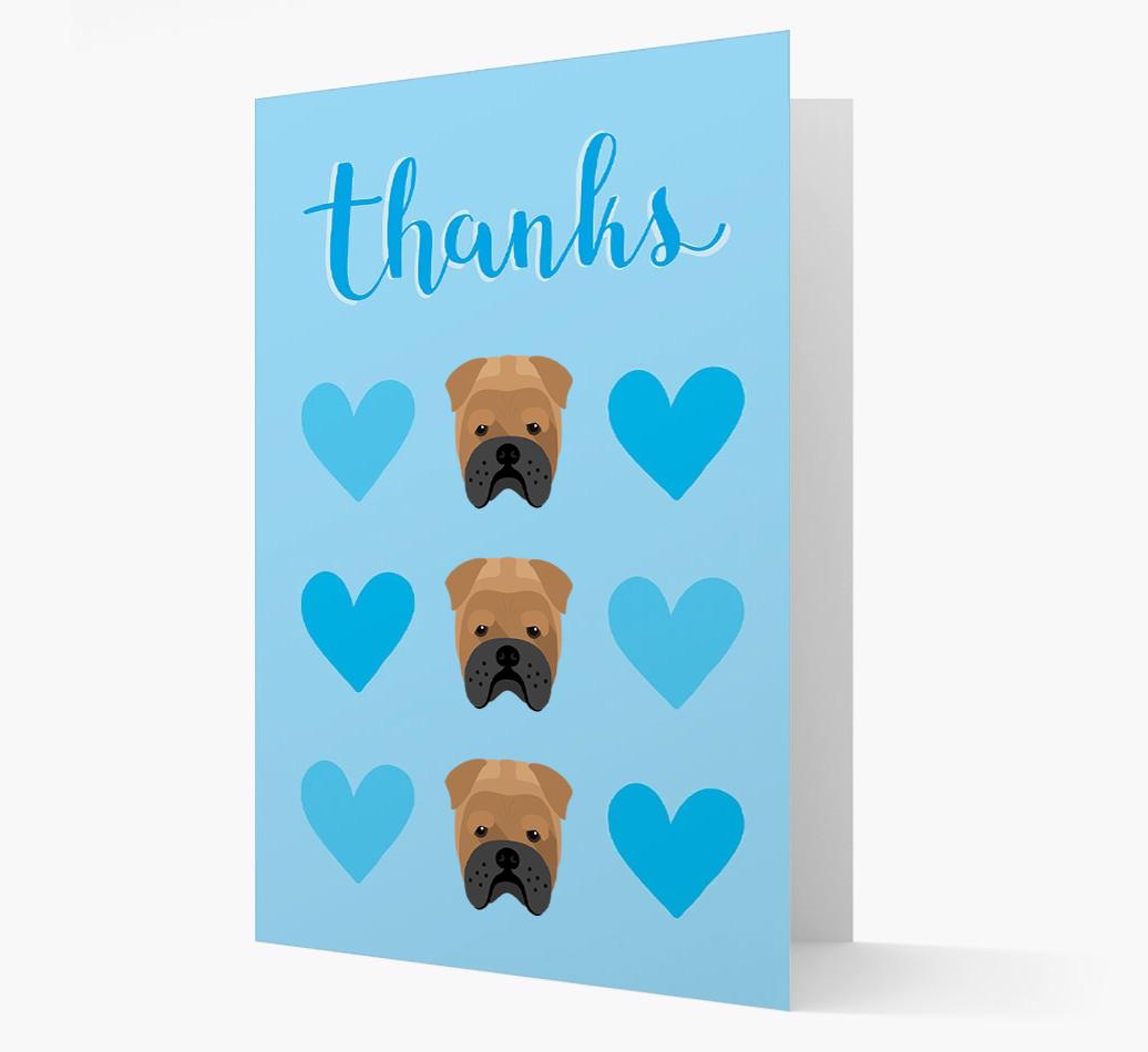 'Thanks' Heart Pattern Card with {breedFullName} Icon