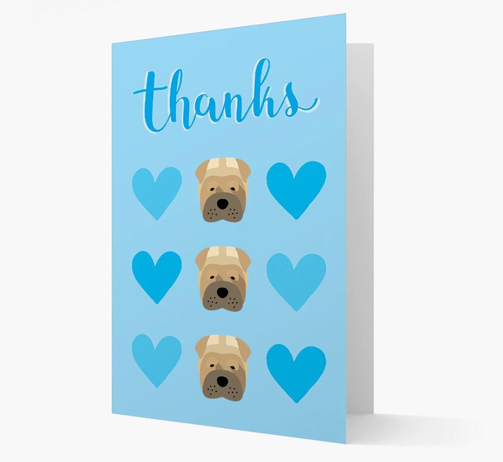 'Thanks' Heart Pattern Card with {breedFullName} Icon