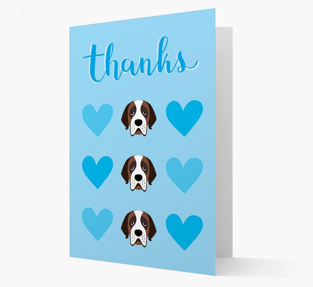 'Thanks' Heart Pattern Card with {breedFullName} Icon