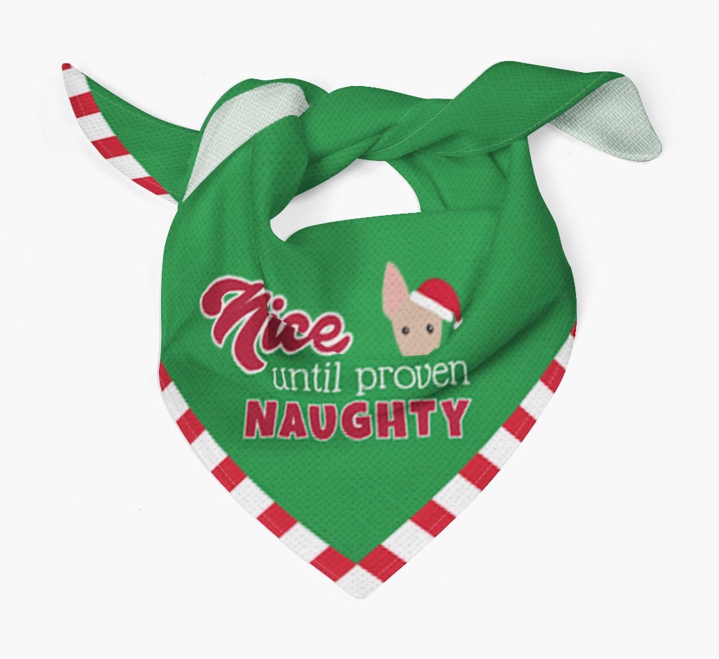 'Nice Until Proven Naughty' - Personalized {breedFullName} Bandana