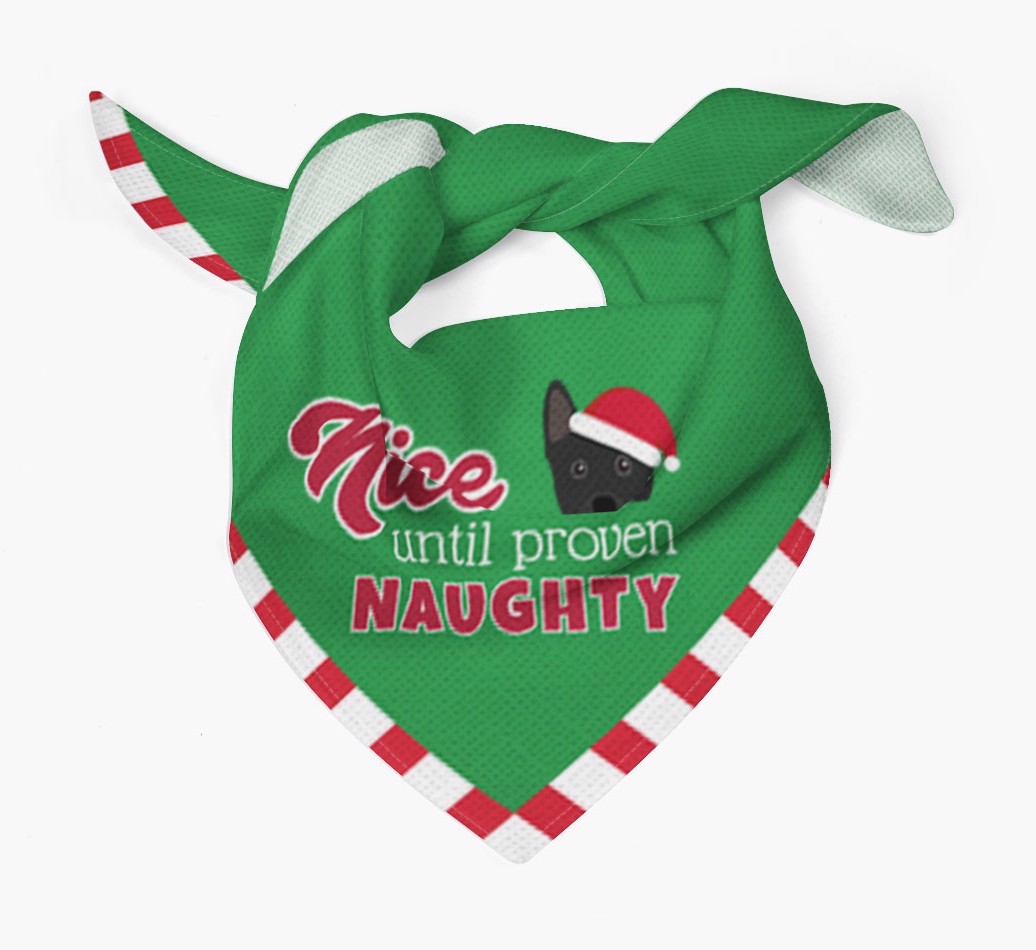 'Nice Until Proven Naughty' - Personalized {breedFullName} Bandana