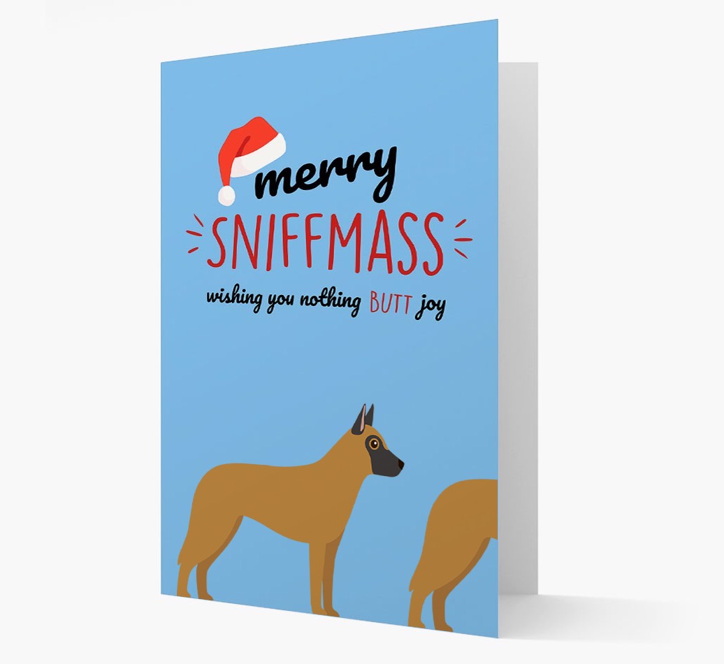 'Merry Sniffmass' - Personalized {breedFullName} Christmas Card