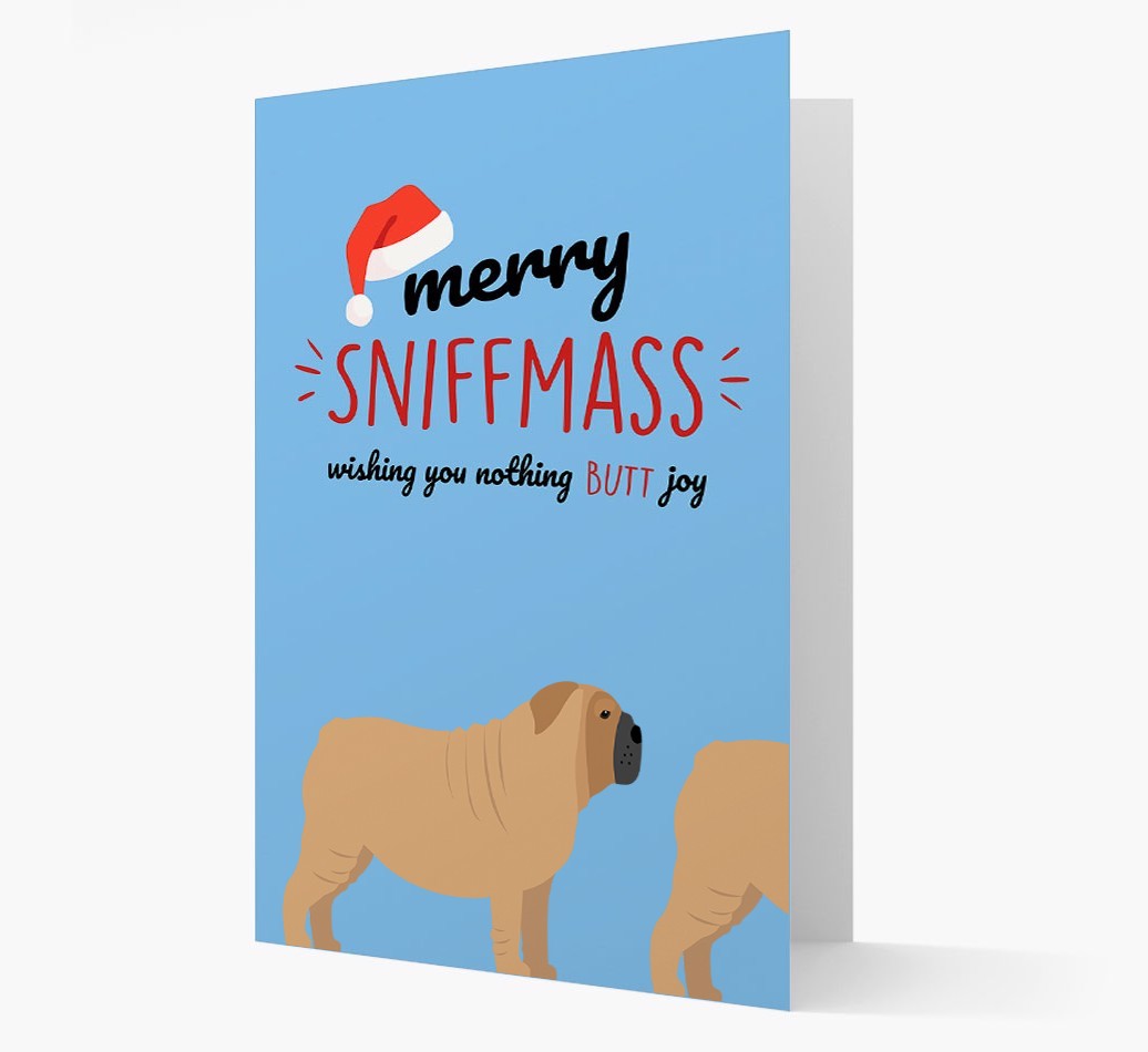 'Merry Sniffmass' - Personalized {breedFullName} Christmas Card