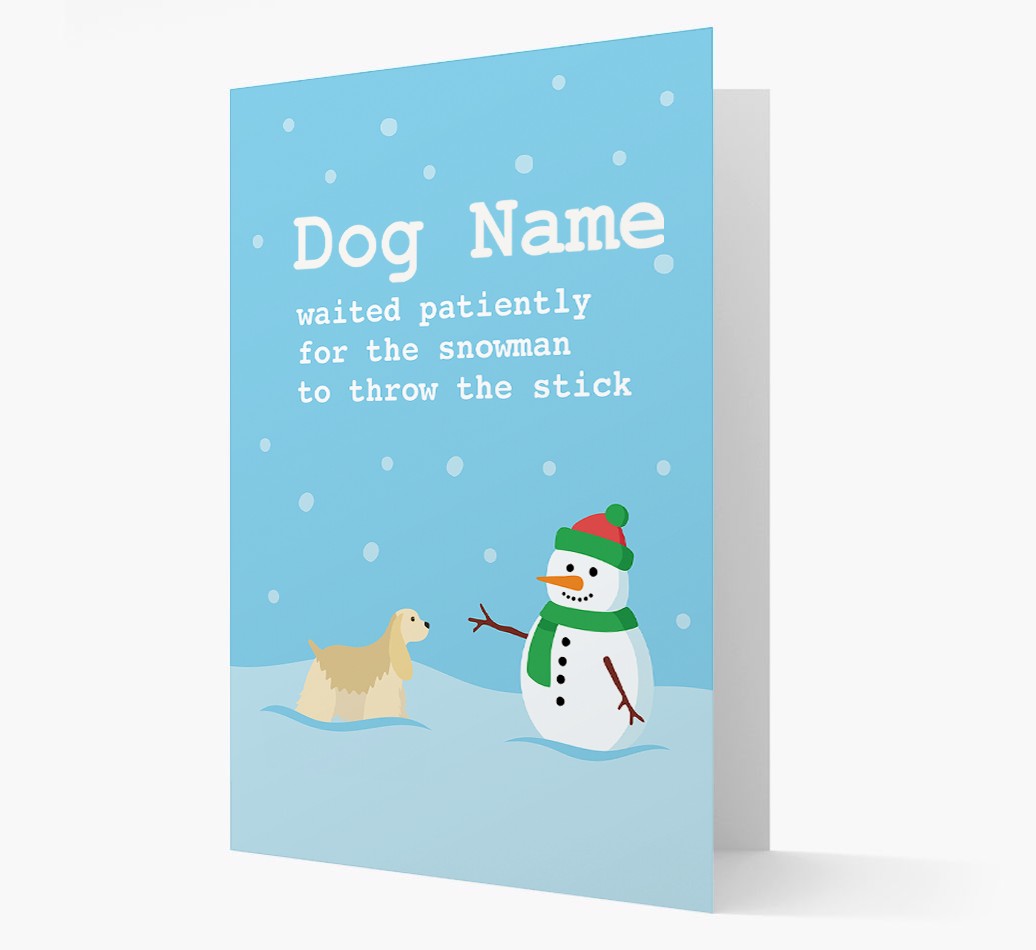 '{dogsName} and Snowman' - Personalized {breedFullName} Christmas Card
