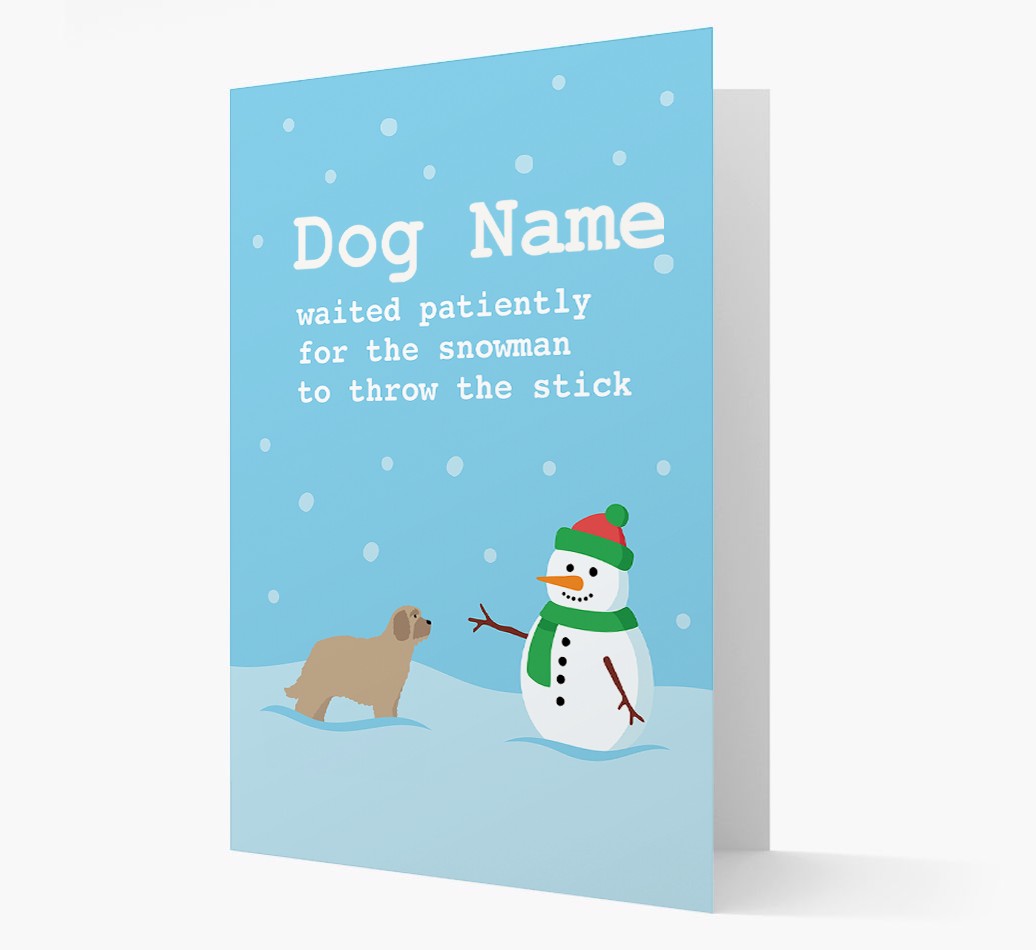 '{dogsName} and Snowman' - Personalized {breedFullName} Christmas Card