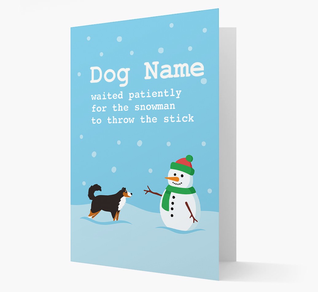 '{dogsName} and Snowman' - Personalised {breedFullName} Christmas Card
