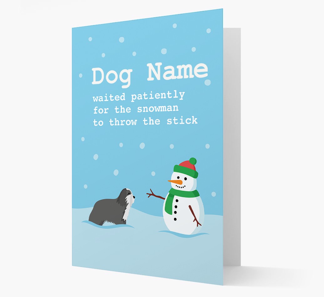 '{dogsName} and Snowman' - Personalized {breedFullName} Christmas Card