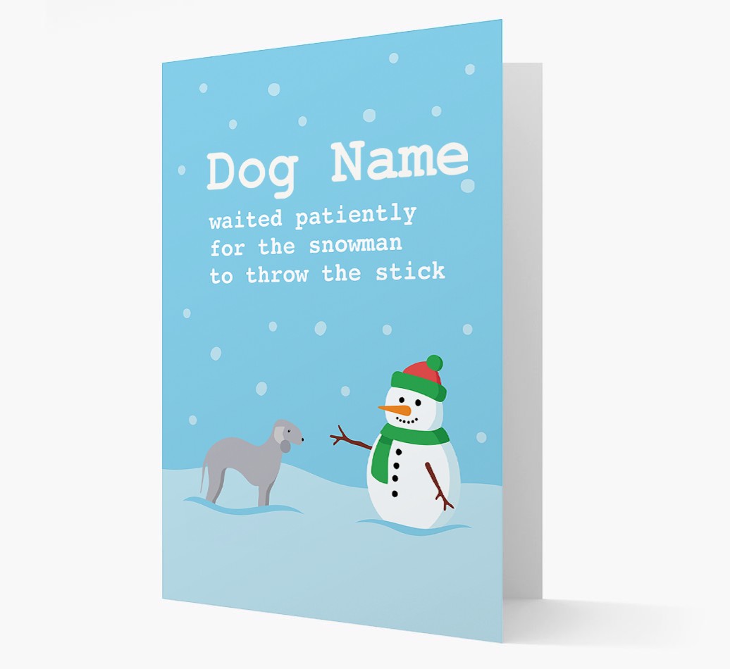 '{dogsName} and Snowman' - Personalized {breedFullName} Christmas Card
