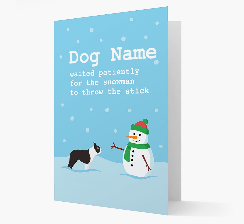 '{dogsName} and Snowman' - Personalized {breedFullName} Christmas Card