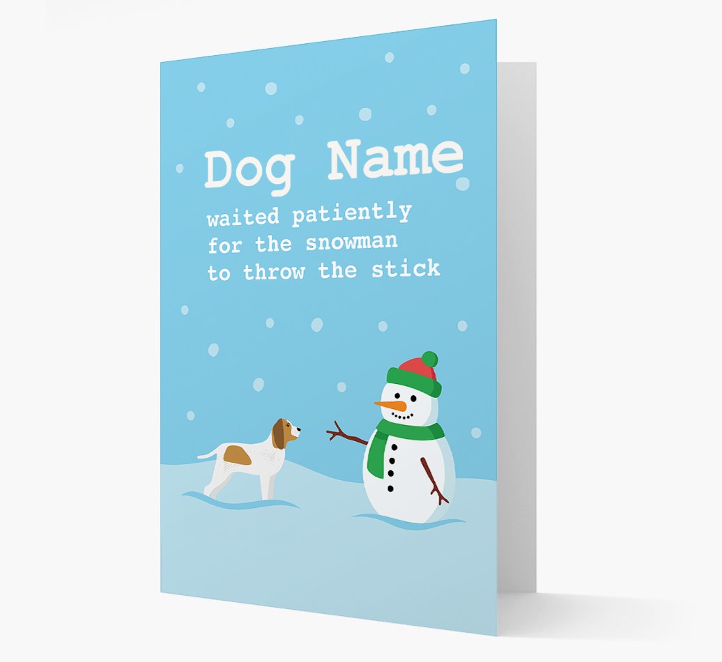 '{dogsName} and Snowman' - Personalized {breedFullName} Christmas Card