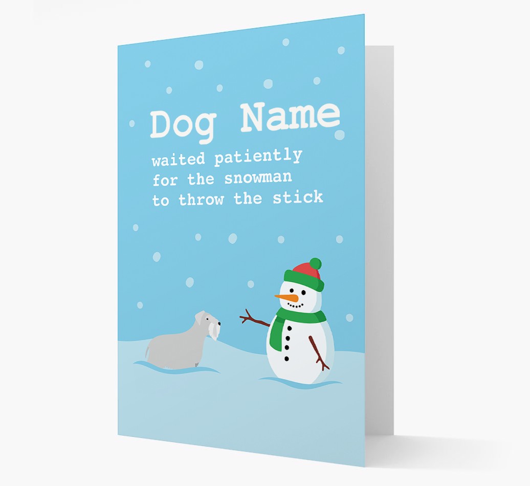 '{dogsName} and Snowman' - Personalized {breedFullName} Christmas Card