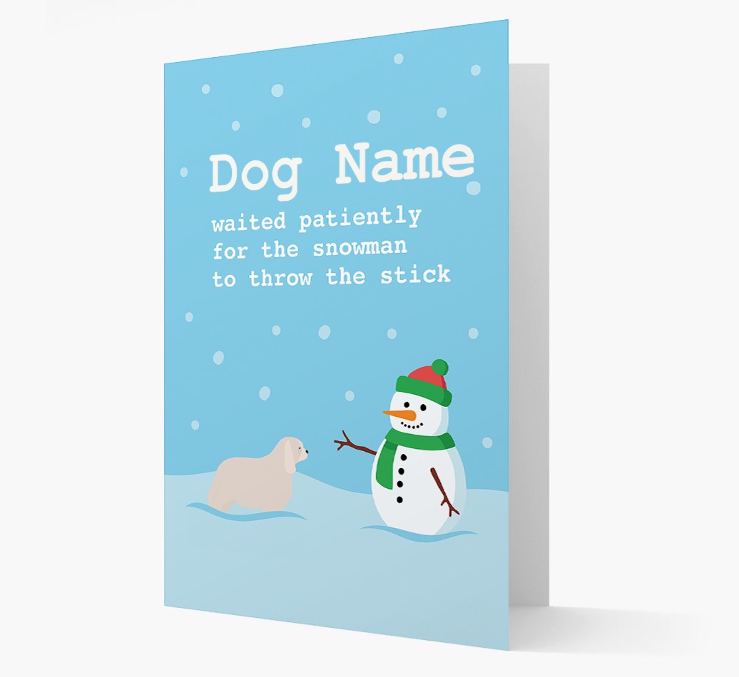 '{dogsName} and Snowman' - Personalized {breedFullName} Christmas Card