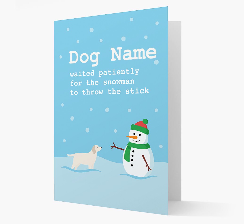 '{dogsName} and Snowman' - Personalized {breedFullName} Christmas Card