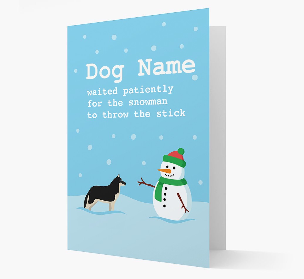 '{dogsName} and Snowman' - Personalized {breedFullName} Christmas Card