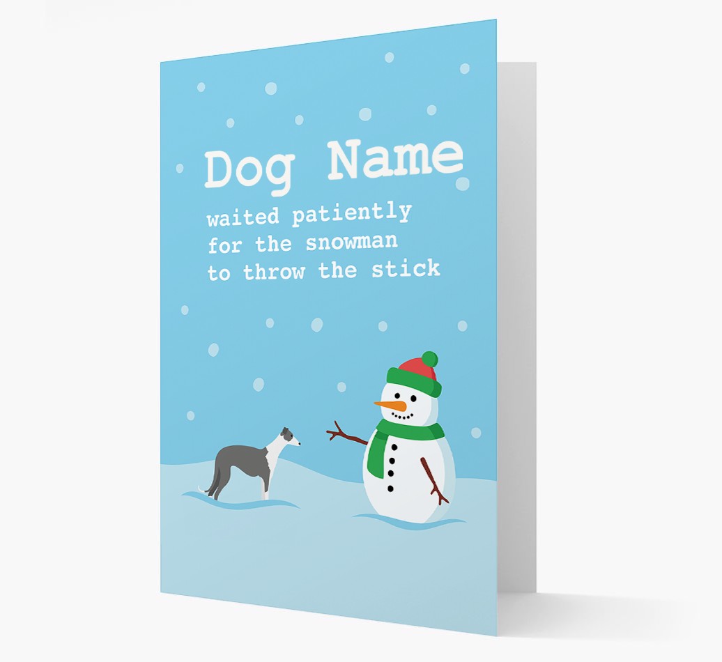 '{dogsName} and Snowman' - Personalized {breedFullName} Christmas Card