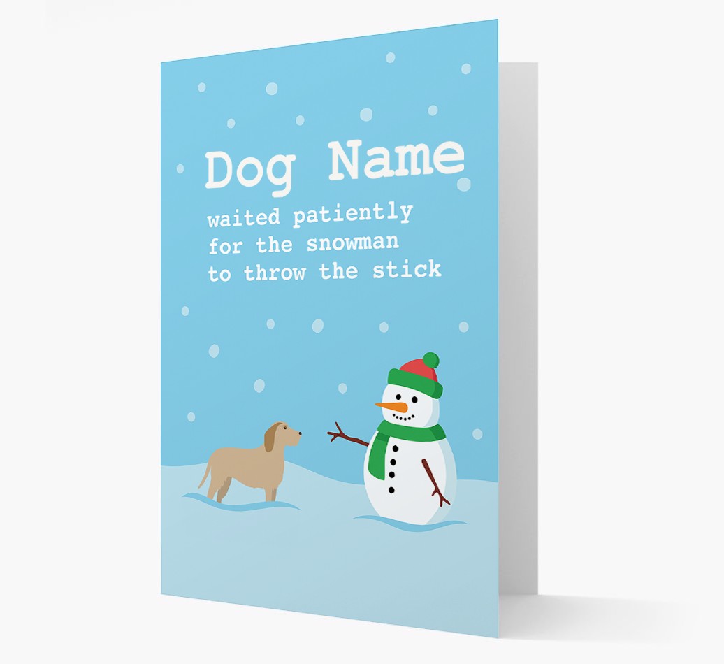 '{dogsName} and Snowman' - Personalized {breedFullName} Christmas Card