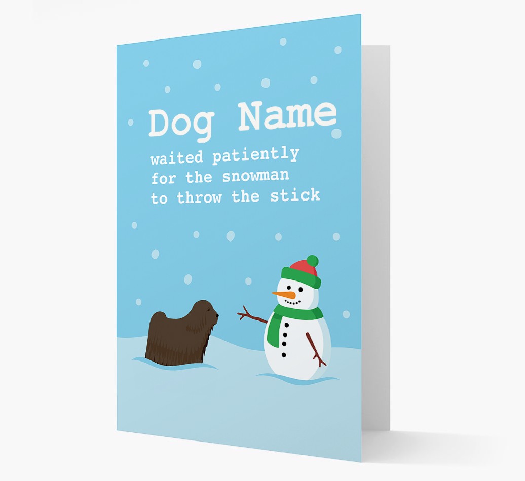 '{dogsName} and Snowman' - Personalized {breedFullName} Christmas Card