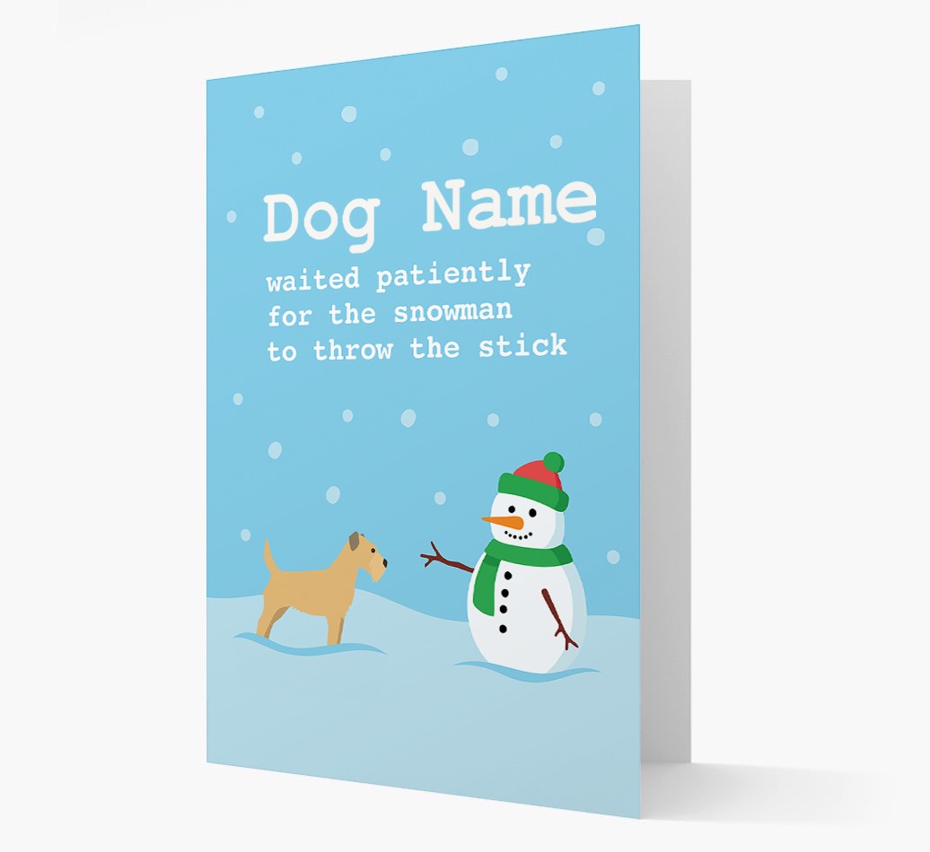 '{dogsName} and Snowman' - Personalized {breedFullName} Christmas Card