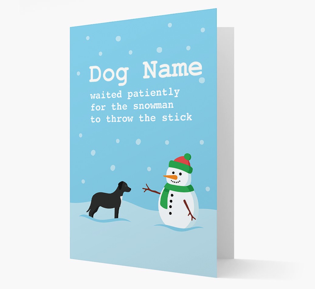 '{dogsName} and Snowman' - Personalized {breedFullName} Christmas Card