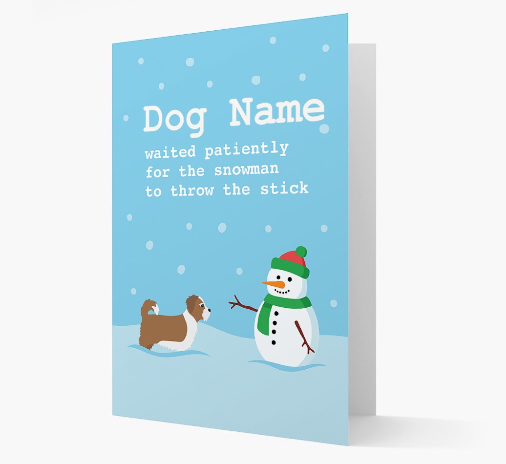 '{dogsName} and Snowman' - Personalized {breedFullName} Christmas Card