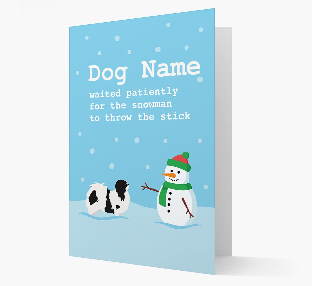 '{dogsName} and Snowman' - Personalized {breedFullName} Christmas Card