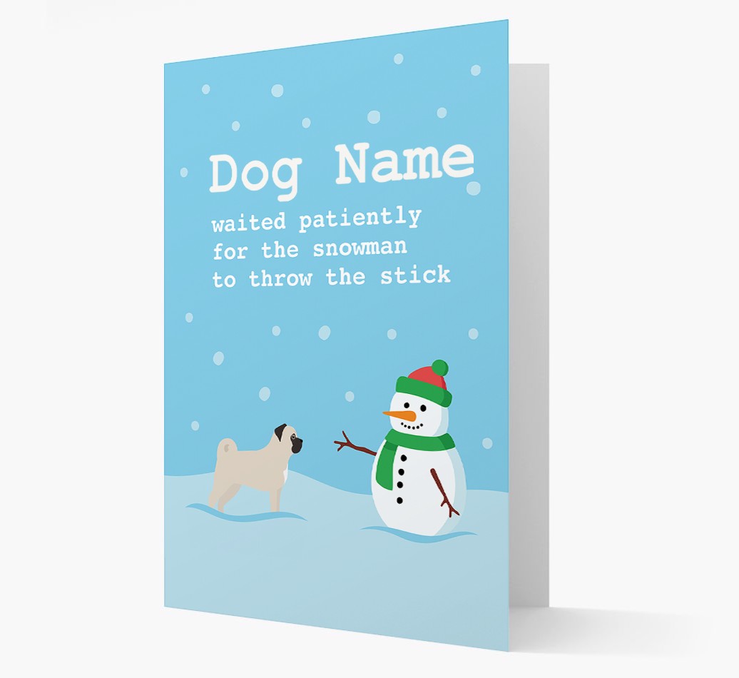 '{dogsName} and Snowman' - Personalized {breedFullName} Christmas Card