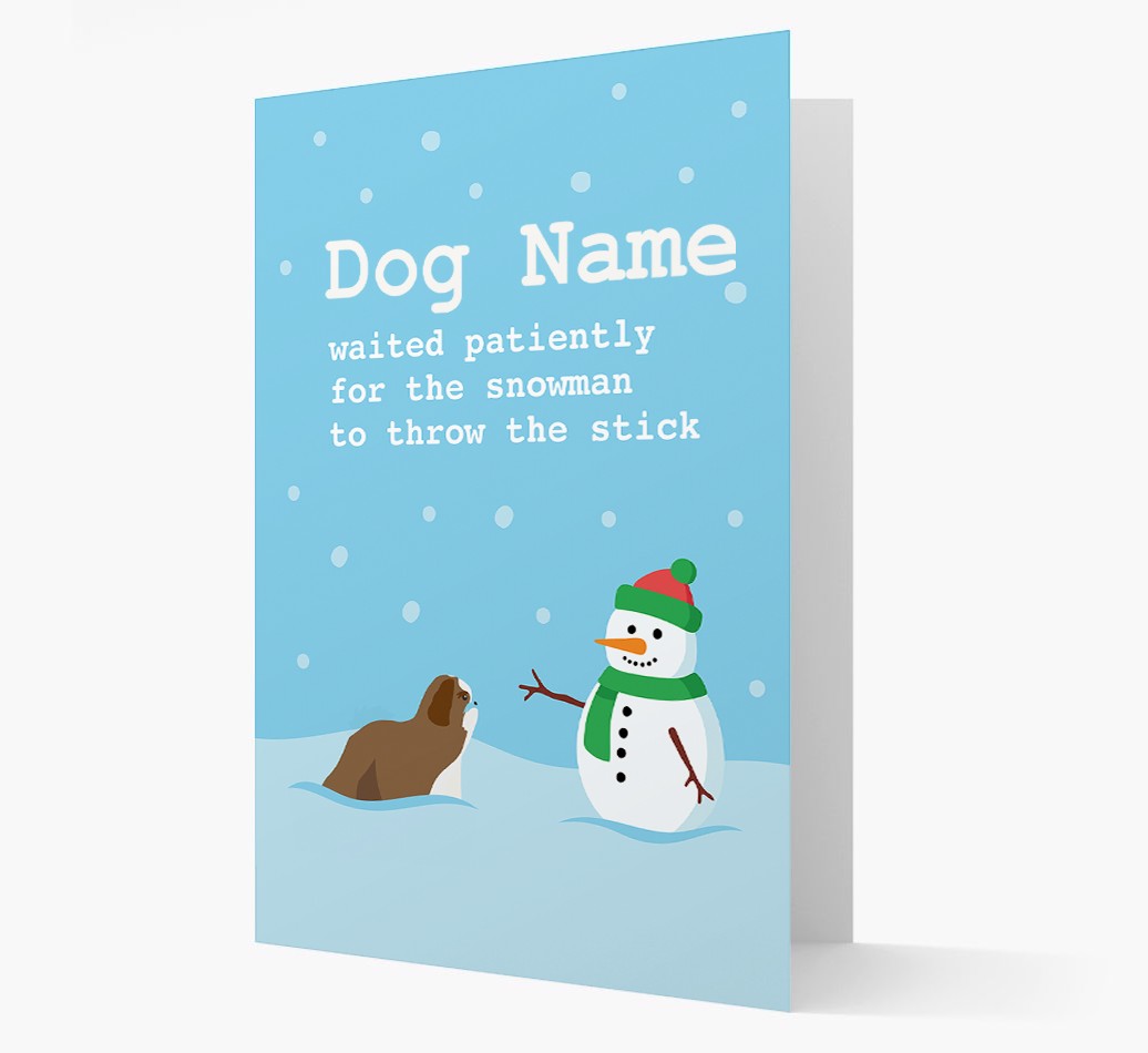 '{dogsName} and Snowman' - Personalized {breedFullName} Christmas Card