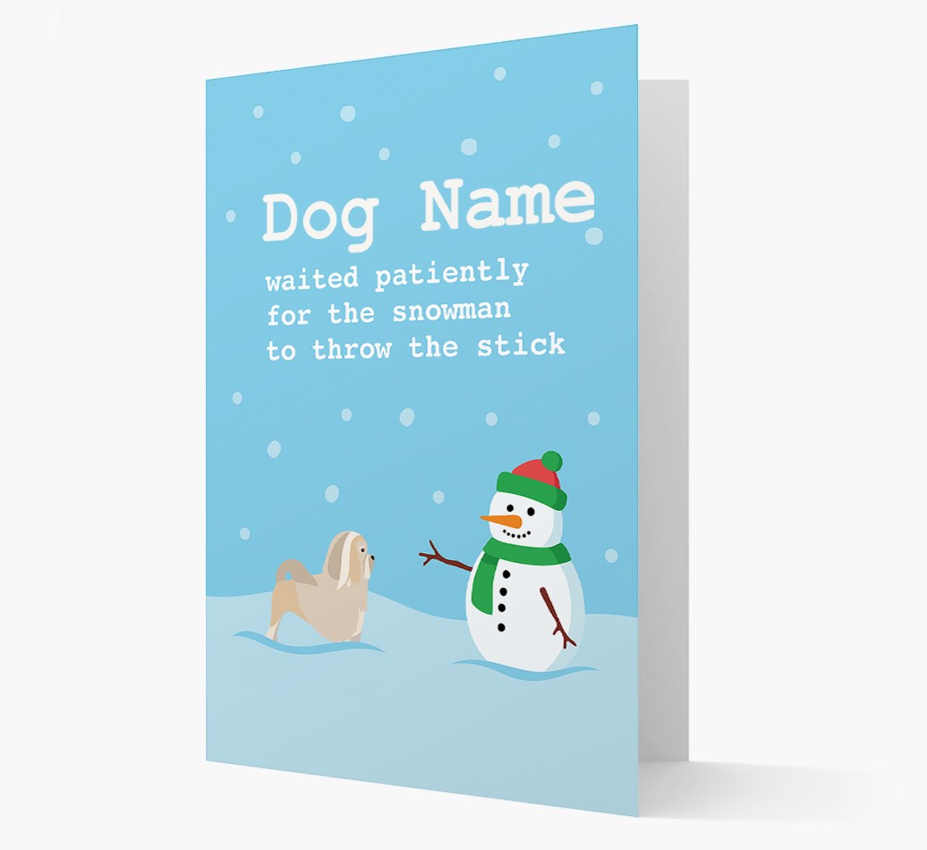 '{dogsName} and Snowman' - Personalized {breedFullName} Christmas Card