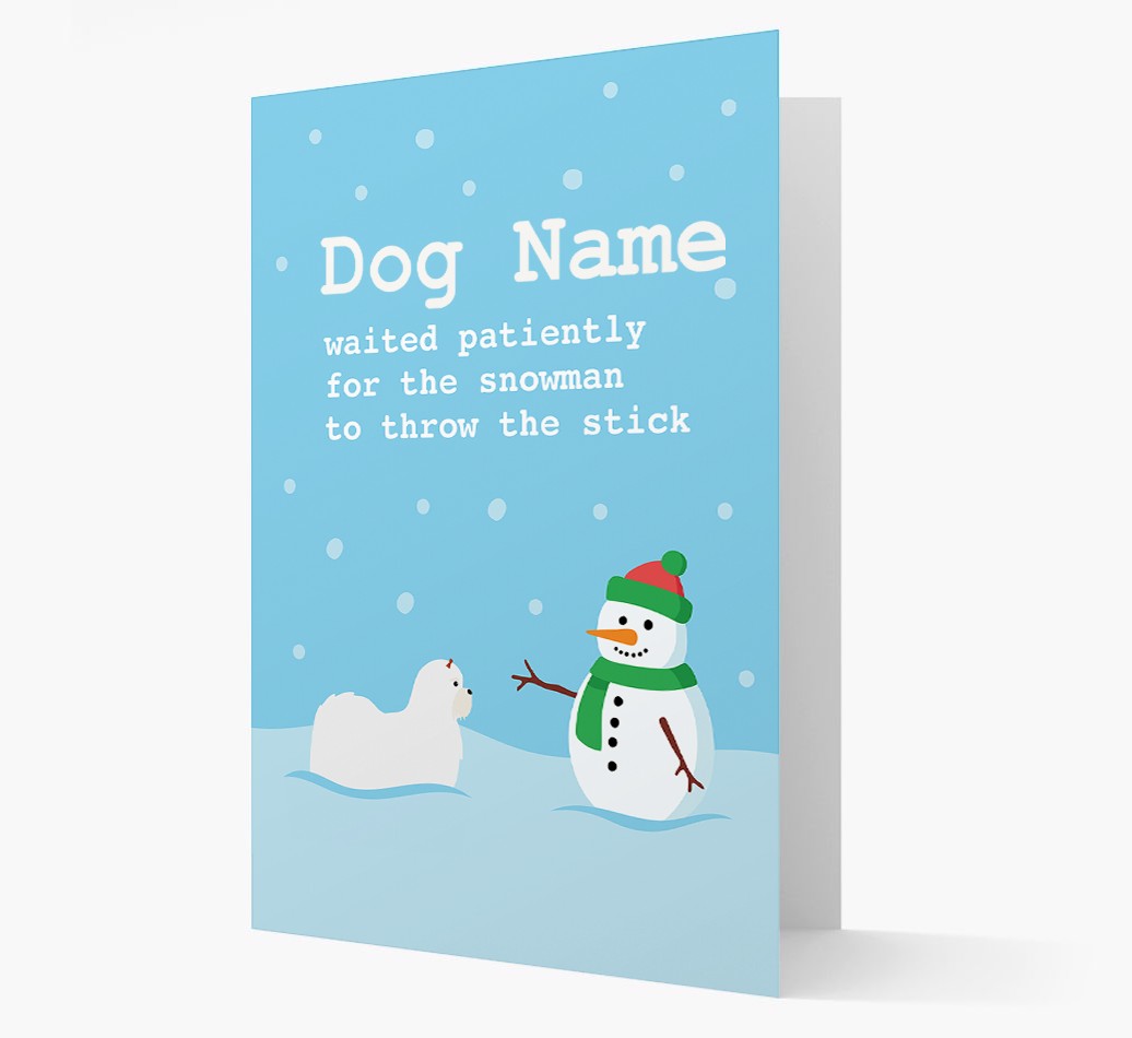 '{dogsName} and Snowman' - Personalized {breedFullName} Christmas Card