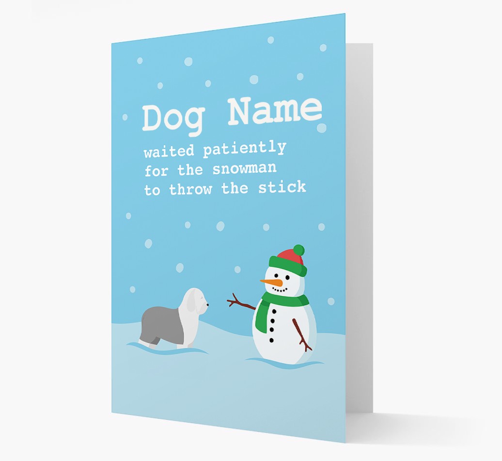 '{dogsName} and Snowman' - Personalised {breedFullName} Christmas Card
