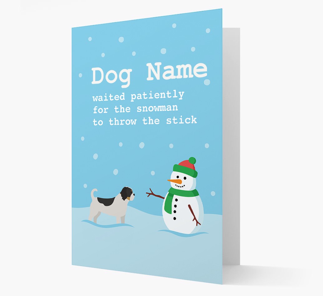 '{dogsName} and Snowman' - Personalised {breedFullName} Christmas Card