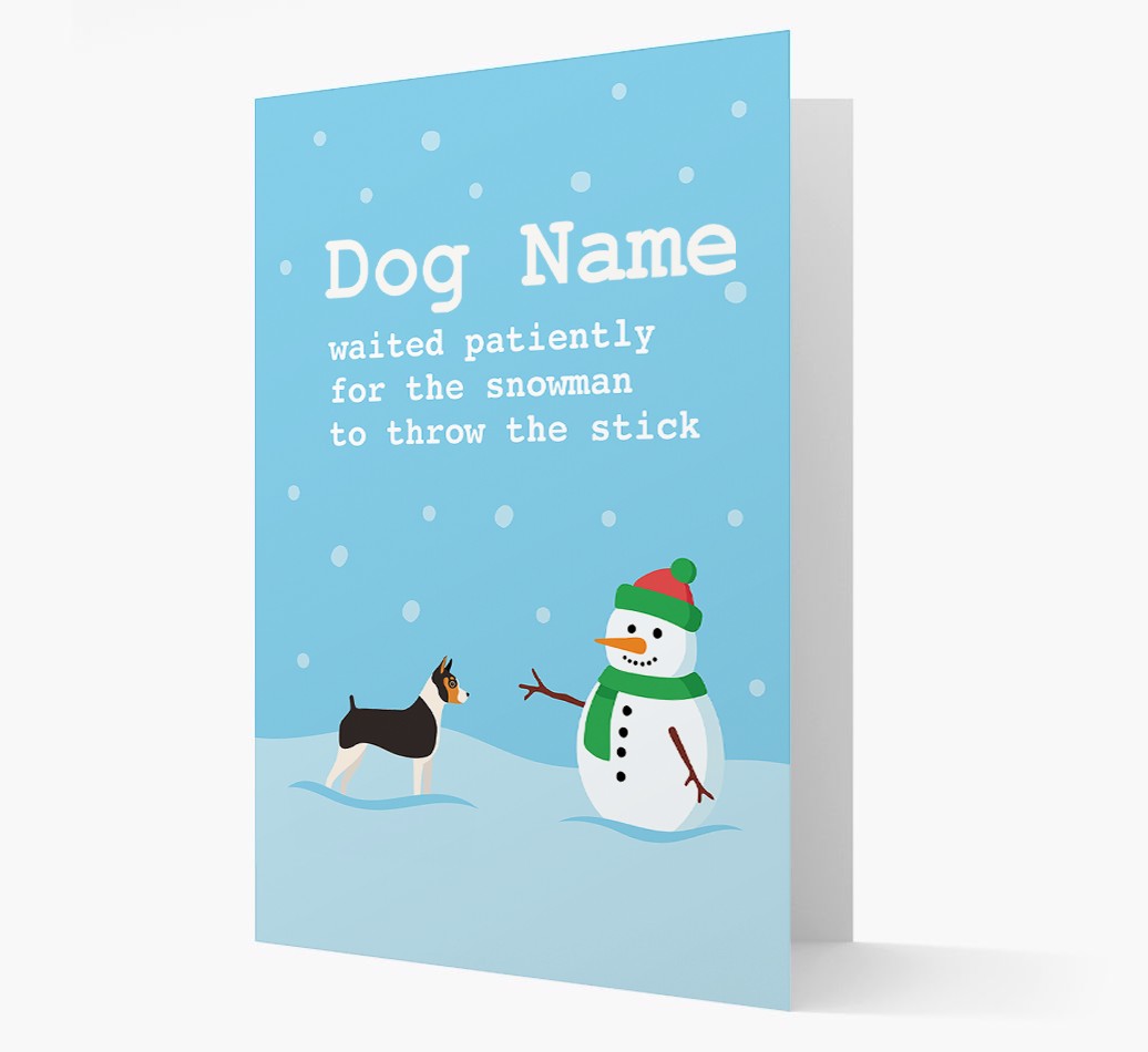 '{dogsName} and Snowman' - Personalized {breedFullName} Christmas Card
