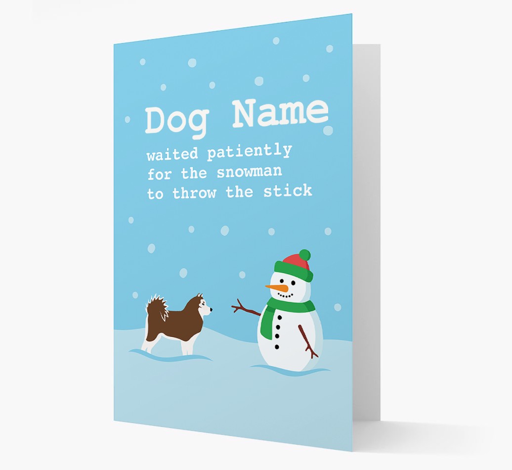 '{dogsName} and Snowman' - Personalized {breedFullName} Christmas Card