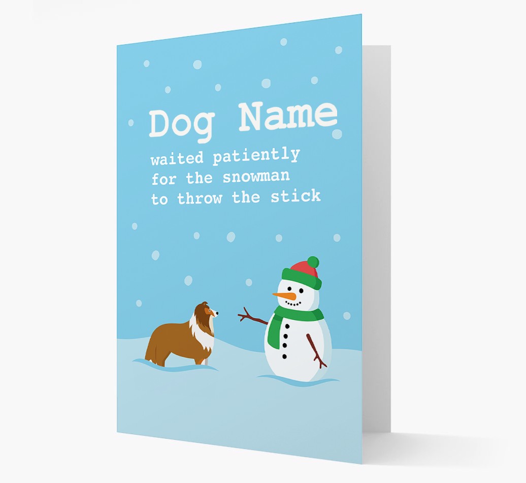'{dogsName} and Snowman' - Personalized {breedFullName} Christmas Card