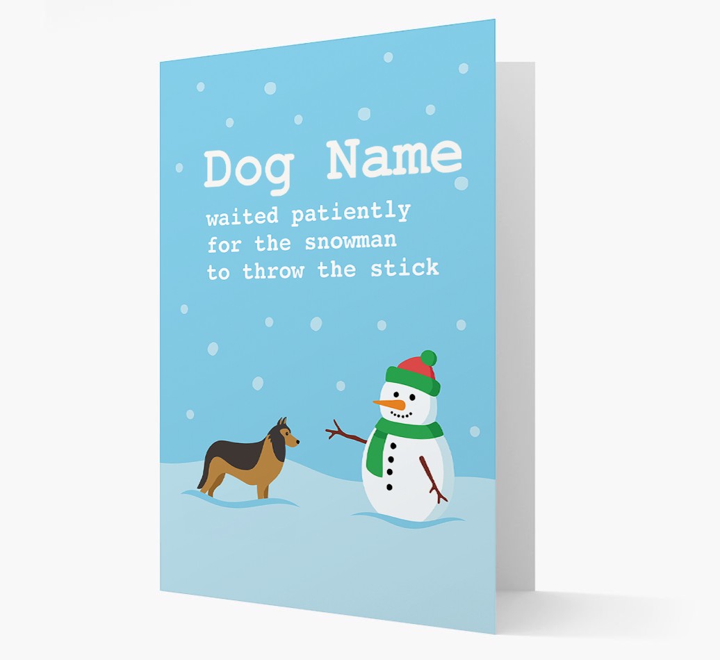'{dogsName} and Snowman' - Personalized {breedFullName} Christmas Card