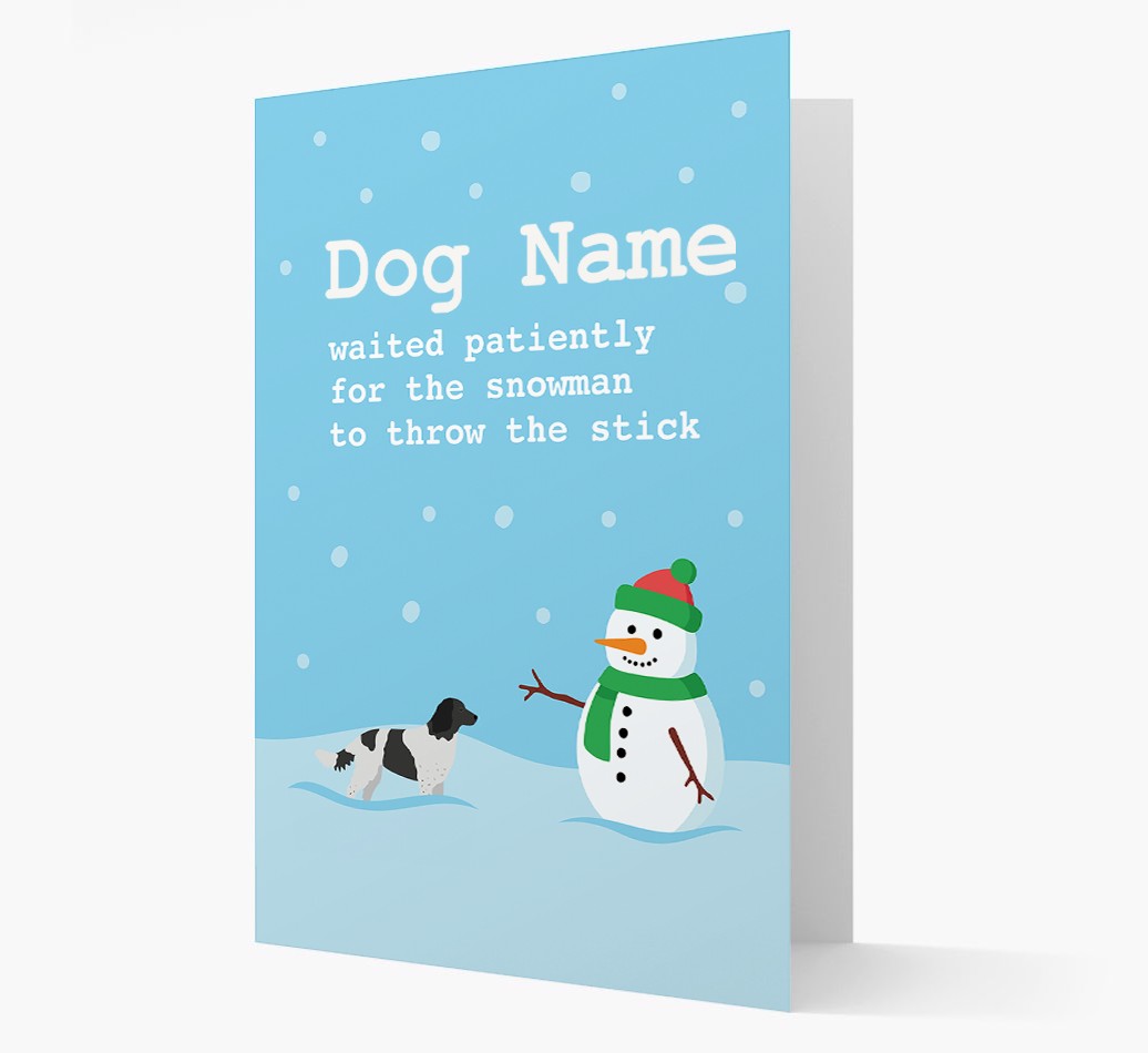 '{dogsName} and Snowman' - Personalized {breedFullName} Christmas Card