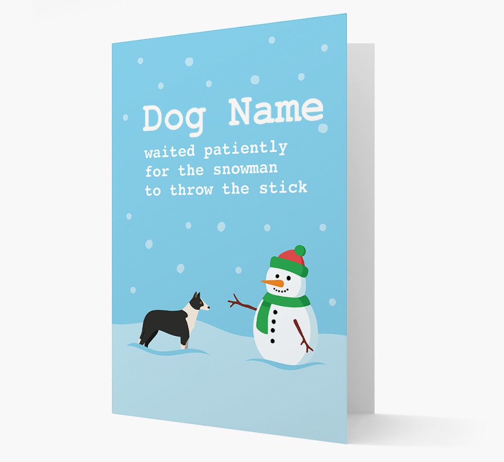 '{dogsName} and Snowman' - Personalized {breedFullName} Christmas Card