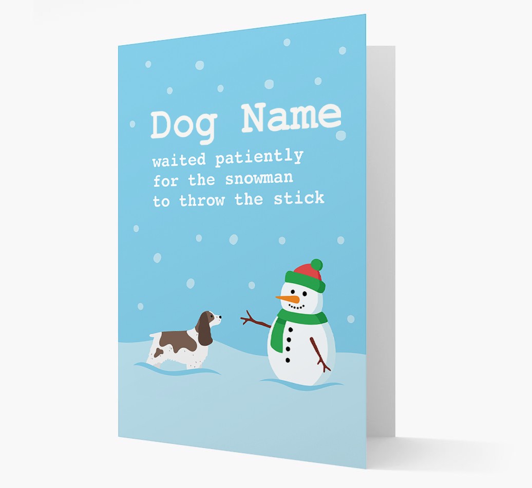 '{dogsName} and Snowman' - Personalized {breedFullName} Christmas Card