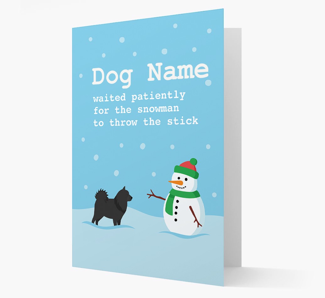 '{dogsName} and Snowman' - Personalized {breedFullName} Christmas Card