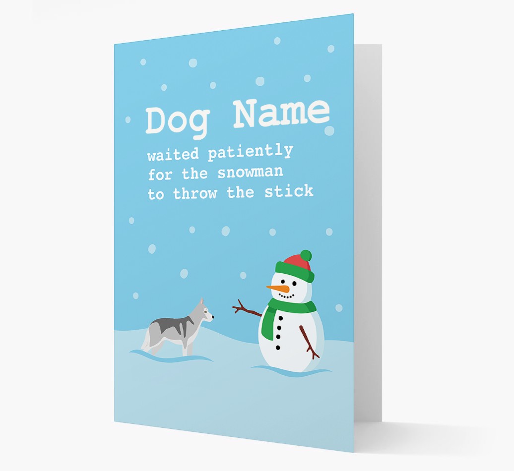 '{dogsName} and Snowman' - Personalized {breedFullName} Christmas Card