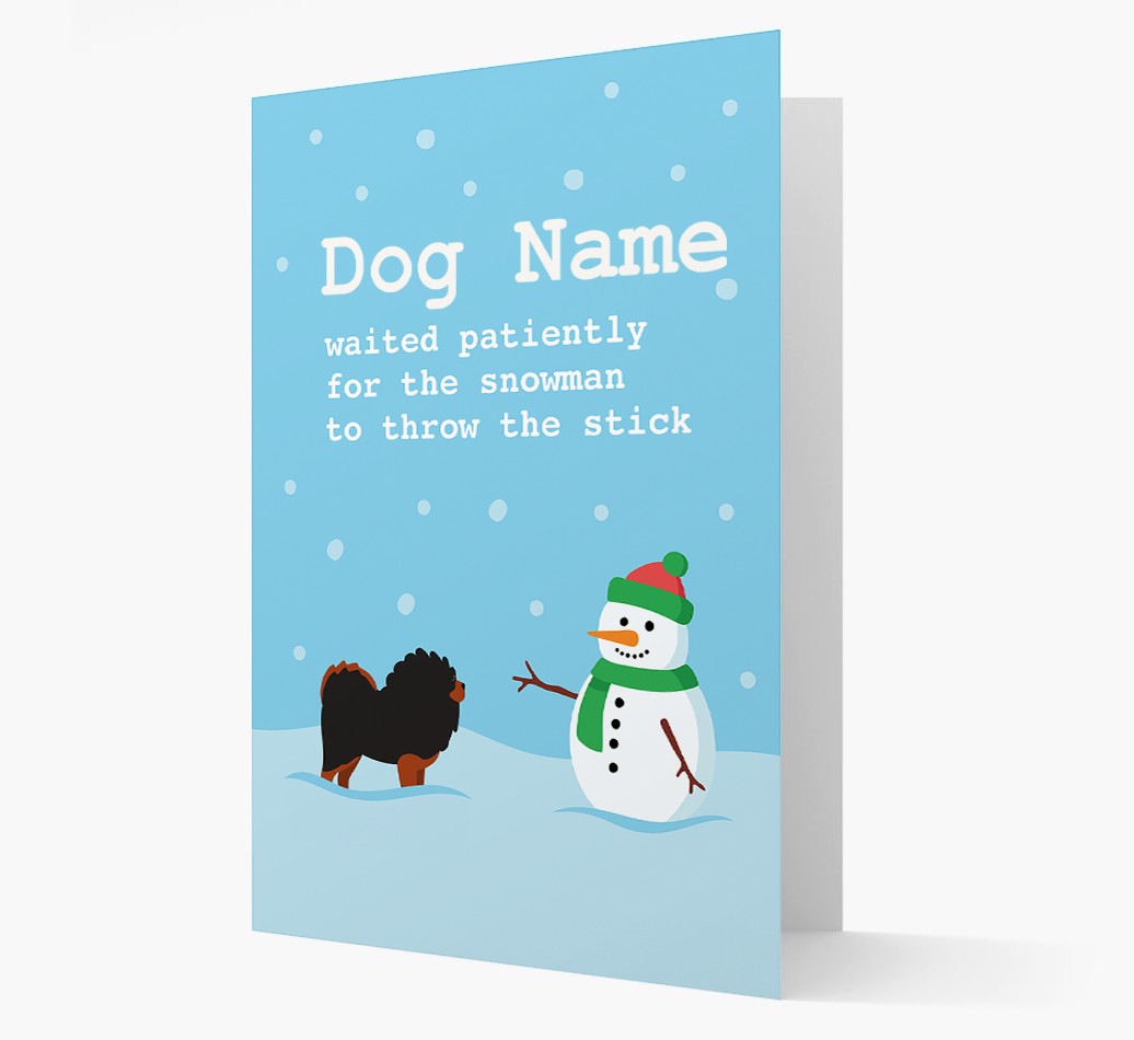 '{dogsName} and Snowman' - Personalised {breedFullName} Christmas Card