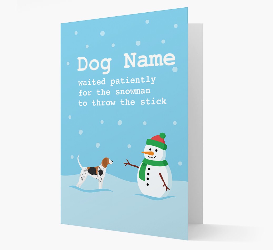 '{dogsName} and Snowman' - Personalized {breedFullName} Christmas Card