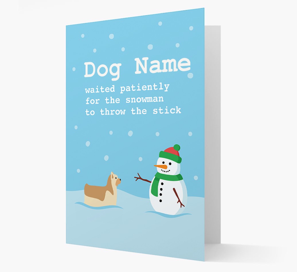 '{dogsName} and Snowman' - Personalized {breedFullName} Christmas Card