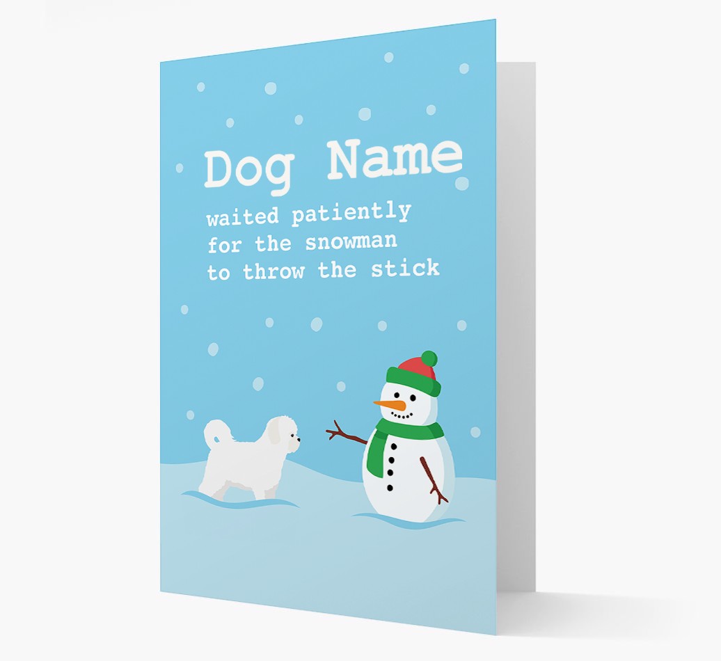 '{dogsName} and Snowman' - Personalized {breedFullName} Christmas Card